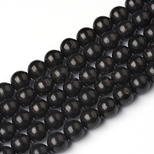 Natural Shungite Beads Strands G-I271-C03-8mm