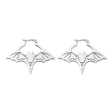 304 Stainless Steel Bat Hoop Earrings for Women EJEW-R156-07P