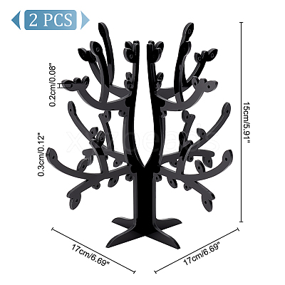 Opaque Acrylic Earring Display Tree Stands ODIS-WH0025-117-1