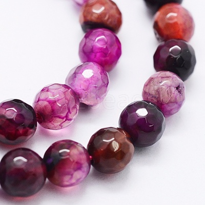 Faceted Natural Agate Beads Strands G-F561-6mm-D05-1