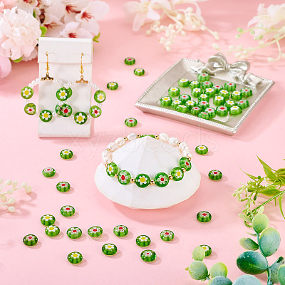 50Pcs 2 Colors Handmade Millefiori Lampwork Beads LAMP-TADJ0001-03D-1
