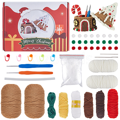 1Set Christmas Theme DIY Crochet Kit for Beginners DIY-SC0027-78B-1