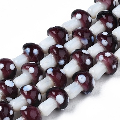 Mushroom Handmade Lampwork Beads Strands LAMP-R116-23-1