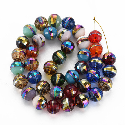 Electroplate Transparent Glass Beads Strands X-EGLA-N006-031-A01-1