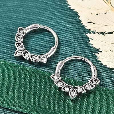 Horse Eye 316 Surgical Stainless Steel Clear Cubic Zirconia Hoop Earrings EJEW-G416-38AS-1
