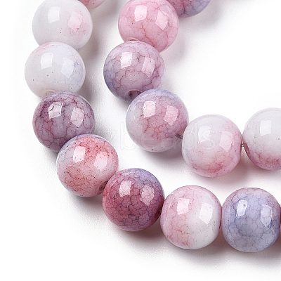 Ombre Effect Dyed Crackle Glass Beads X1-GLAA-T031-10mm-01M-1