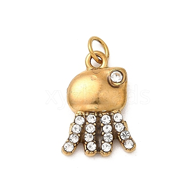 304 Stainless Steel Rhinestone Pendants STAS-B097-06G-1