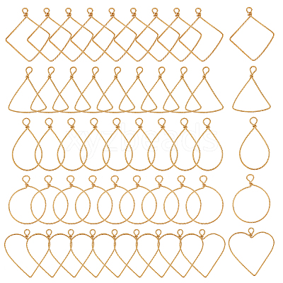 50Pcs 5 Style Copper Open Back Bezel Pendants FIND-NB0002-41-1