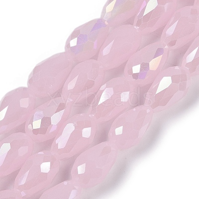 Opaque Solid Color Electroplate Glass Beads Strands EGLA-N013-J8mm-B01-1