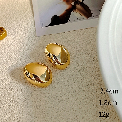 Oval Alloy Stud Earrings WG64463-17-1