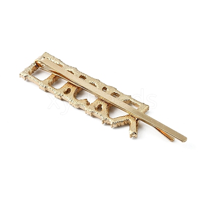 Word LUCKY Alloy Rhinestone Hair Bobby Pins FIND-WH0152-34C-KCG-1