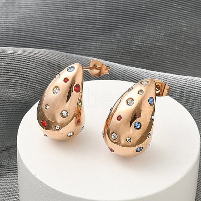 304 Stainless Steel Teardrop Stud Earrings EJEW-B108-05RG-B-1