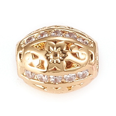 Brass Micro Pave Clear Cubic Zirconia Beads KK-K243-04G-1