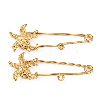 Starfish 304 Stainless Steel Safety Pins Brooch Findings SA-CBA098D-16H-G01-1