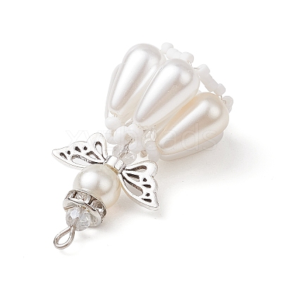 Pearlized Glass Pearl Beads  Pendants PALLOY-MZ00487-04-1