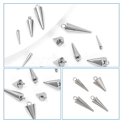 70Pcs 7 Style 304 & 201 Stainless Steel Pendants STAS-AR0002-06-1