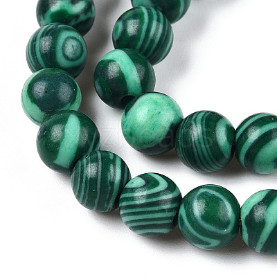 Synthetic Malachite Bead Strands G-Q462-57-6mm-1