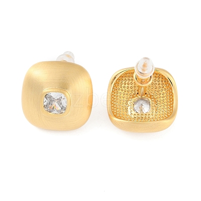 Square Brass Drawbench Stud Earring EJEW-L288-004G-1