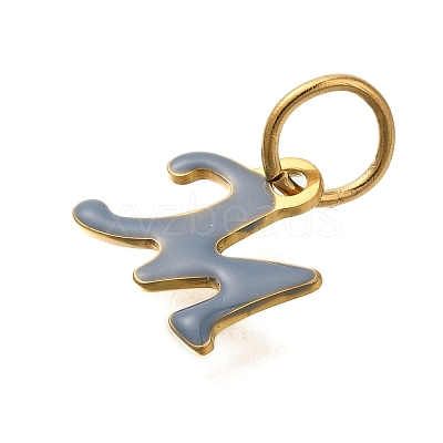 Ion Plating(IP) 304 Stainless Steel Enamel Alphabet Charms STAS-F308-02G-M-1
