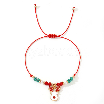 Imitation Pearl & Glass Beads Braided Bracelets CA6370-2-1