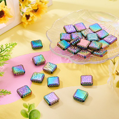 30Pcs Rainbow Iridescent Printed Opaque Acrylic Beads OACR-TA0001-73B-1