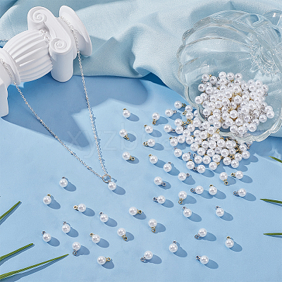 200Pcs 2 Colors ABS Imitation Pearl Plastic Pendants FIND-AR0006-16-1