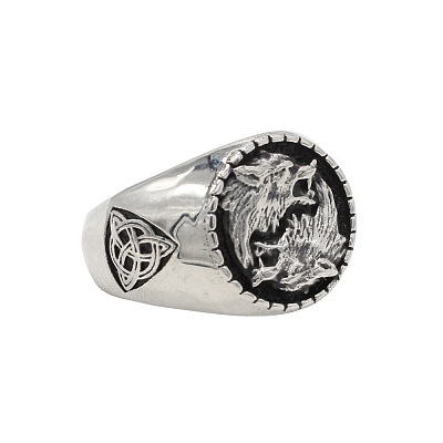 Wolf Pattern 304 Stainless Steel Finger Rings for Men FS-WGA3424-01-1