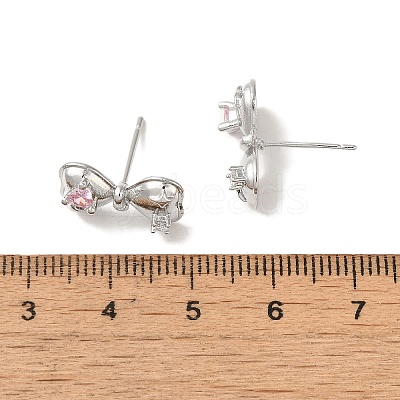 Left and Right Rack Plating Brass Micro Pave Cubic Zirconia Studs Earring Findings LS-KK-K371-10P-1
