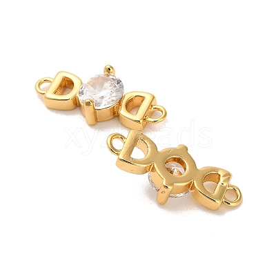 Brass Pave Clear Cubic Zirconia Letter D Connector Charms KK-H515-09G-1