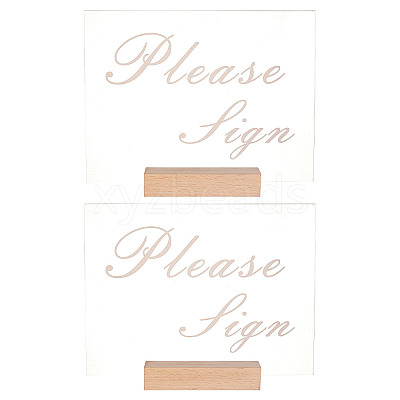 4Pcs 2 Styles Rectangle Beechwood Name Card Holder ODIS-OC0001-39-1