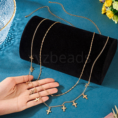 1Pc Alloy Double Layer Cross Charm Waist Chains AJEW-TA0002-20-1