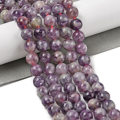 Natural Lepidolite/Purple Mica Stone Beads Strands G-B133-A01-10MM-1