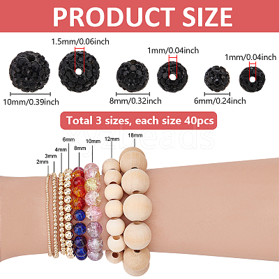 120Pcs 3 Styles Handmade Polymer Clay Disco Ball Beads FIND-PH0022-09A-1