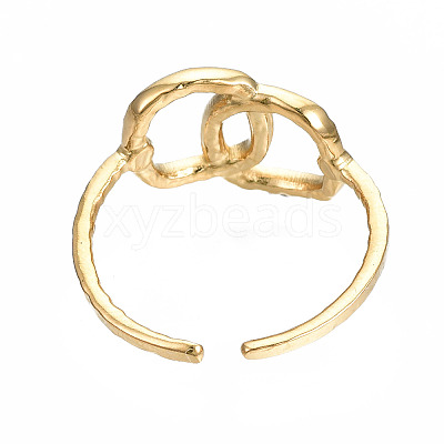 304 Stainless Steel Interlocking Oval Open Cuff Ring X-RJEW-T023-79G-1