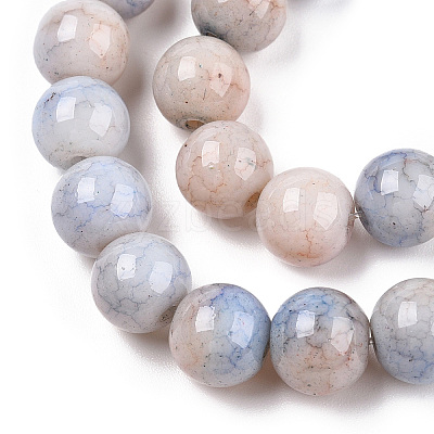 Opaque Crackle Glass Round Beads Strands X-GLAA-T031-01B-1
