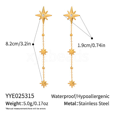 304 Stainless Steel Rhinestone Tassel Stud Earrings for Women PH6693-1-1