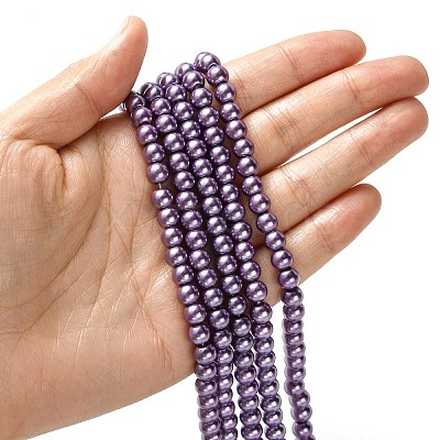 Eco-Friendly Dyed Glass Pearl Bead Strands HY-A008-6mm-RB083-1