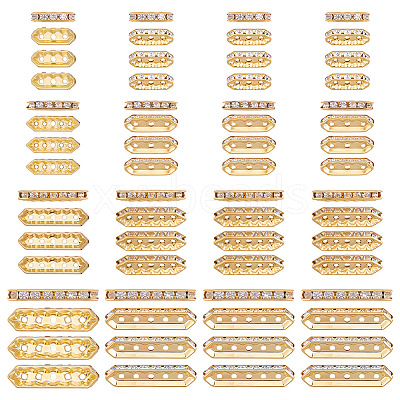120Pcs 4 Styles Alloy Crystal Rhinestone Spacer Bars FIND-ME0004-07G-1
