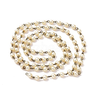 Handmade Round Glass Pearl Beads Chains for Necklaces Bracelets Making AJEW-JB00035-07-1