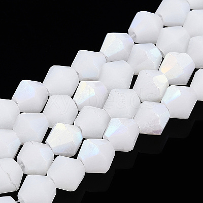 Imitation Jade Bicone Frosted Glass Bead Strands EGLA-A039-J6mm-MB06-1