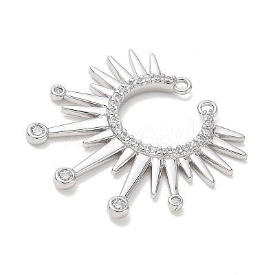 Brass Micro Pave Clear Cubic Zirconia Connector Charms CU-CBAEC29-01P-1
