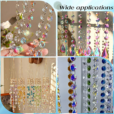 80Pcs Transparent Faceted Glass Connector Charms GLAA-SP0001-88F-02-1