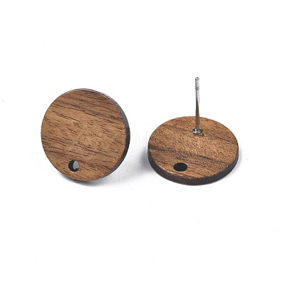 Walnut Wood Stud Earring Findings X-MAK-N033-008-1