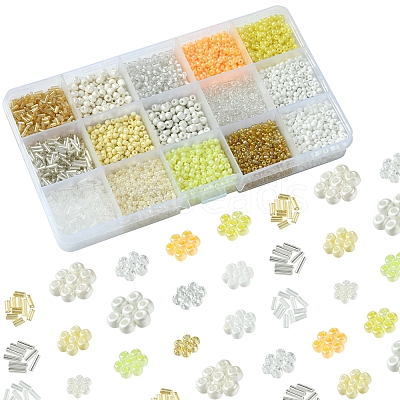 DIY Round Glass Beads Bracelets Making Kits SEED-FS0001-34-1