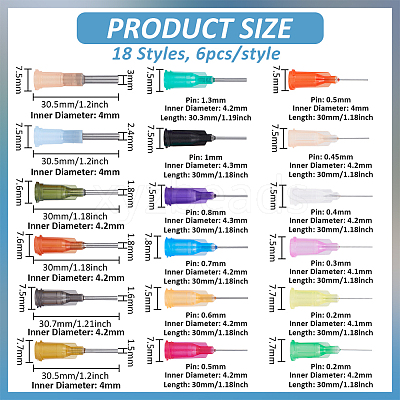 144Pcs 18 Styles PP Plastic Needles FIND-BC0014-20-1