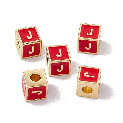 Rack Plating Brass Enamel Beads KK-B060-04G-03J-1