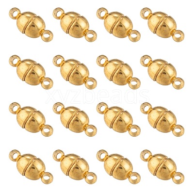 Round Brass Magnetic Clasps with Loops KK-D331-G-NF-1