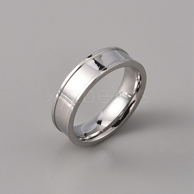 201 Stainless Steel Grooved Finger Ring Settings STAS-WH0027-27D-P-1