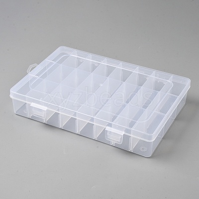 24 Grids Plastic Adjustable Dividers Storage Boxes with Hinged Lid CON-WH0086-215-1