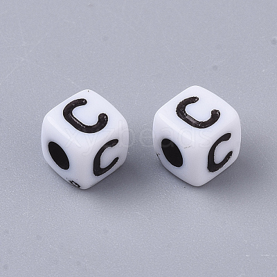 White Opaque Acrylic Beads X-MACR-R869-02C-1